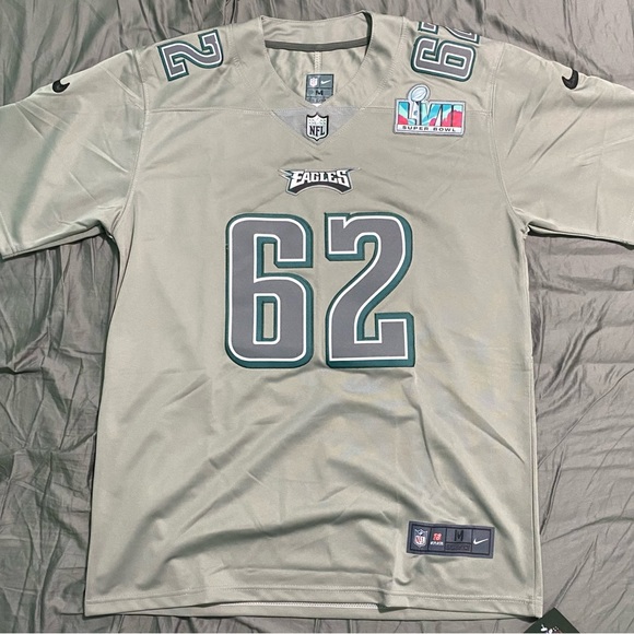 NFL Jersey Philadelphia Eagles Grey SuperBowl Patch Jason Kelce #62 Mens Medium - Picture 2 of 7